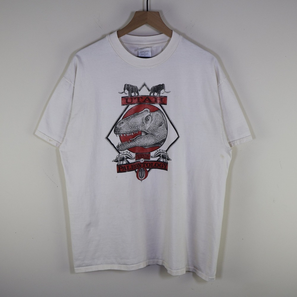 Vintage Utah Friends of Paleontology T-Shirt XL Dinosaur Science White